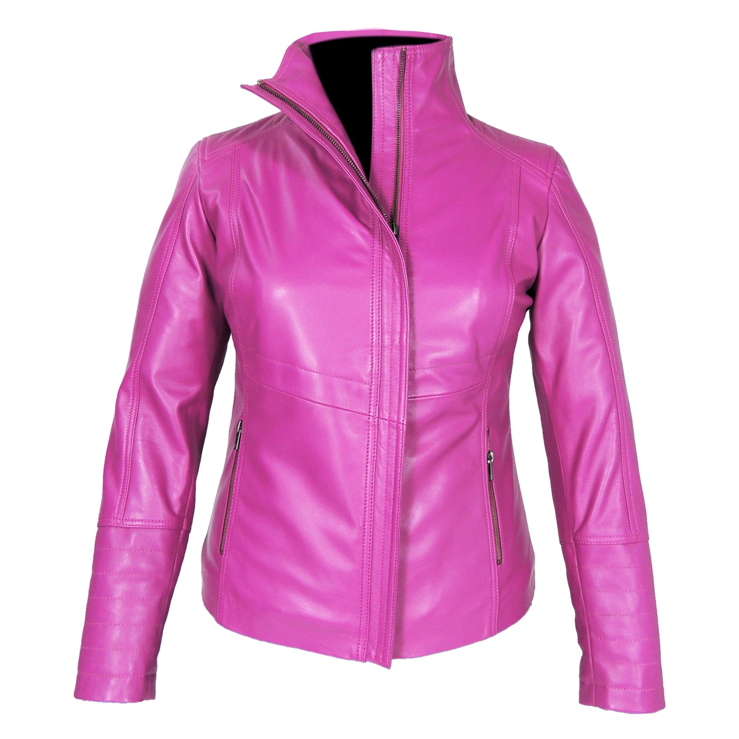 Arra Womens Leather Jacket, Pink - Fadcloset