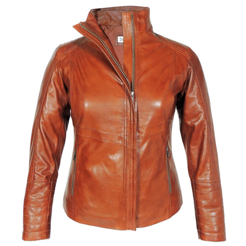 Arra Womens Leather Jacket, Brown - Fadcloset