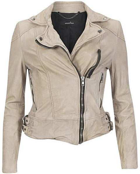 Cynthia Womens Leather Jacket Ivory White, [option2] - Fadcloset