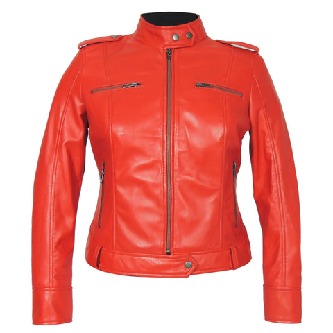 Faya Womens Leather Jacket Midnight, Red - Fadcloset