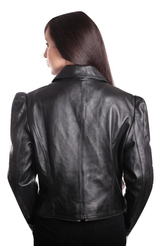 Ladies Anthracite Black Leather Jacket, [option2] - Fadcloset