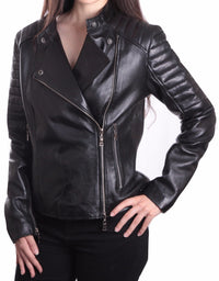 Ladies Bella Black Carla Leather Jacket, [option2] - Fadcloset
