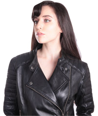 Ladies Bella Black Carla Leather Jacket, [option2] - Fadcloset