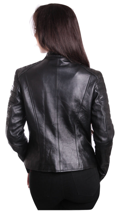 Ladies Bella Black Carla Leather Jacket, [option2] - Fadcloset