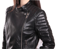 Ladies Bella Black Carla Leather Jacket, [option2] - Fadcloset