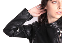 Ladies Bella Black Carla Leather Jacket, [option2] - Fadcloset