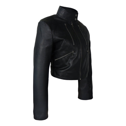 Ladies Sexy Short Cut Bolero Leather Jacket, [option2] - Fadcloset