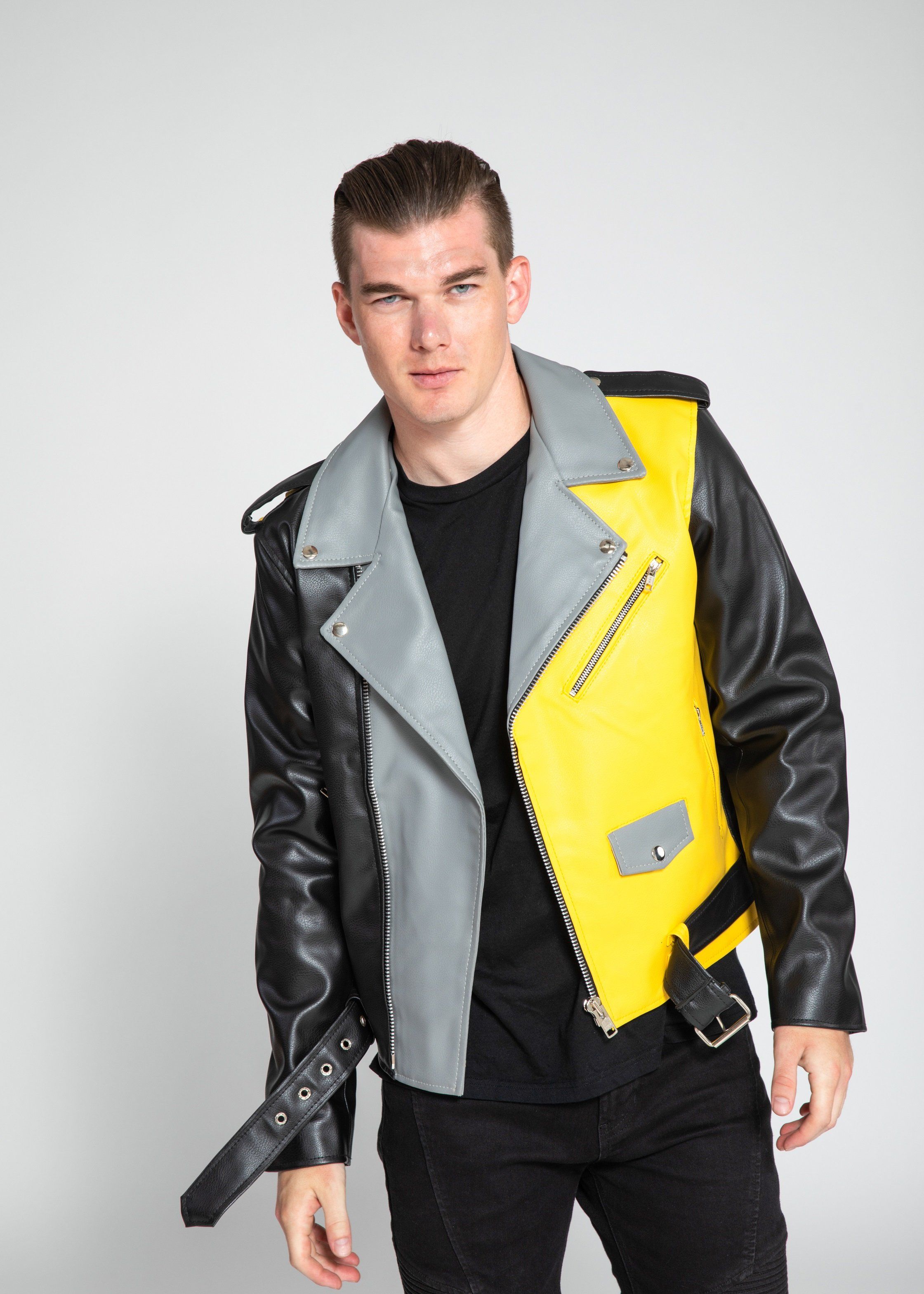 yellow leather jacket men