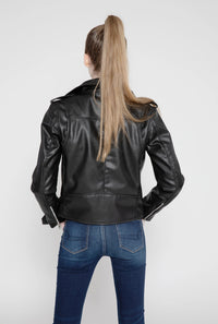 Womens Leather Jacket - Women's Vegan Moto Style Faux Leather Jacket