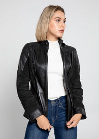 Womens Leather Jacket - Womens Cosette Dual Panel Leather & Suede Jacket - Clearance