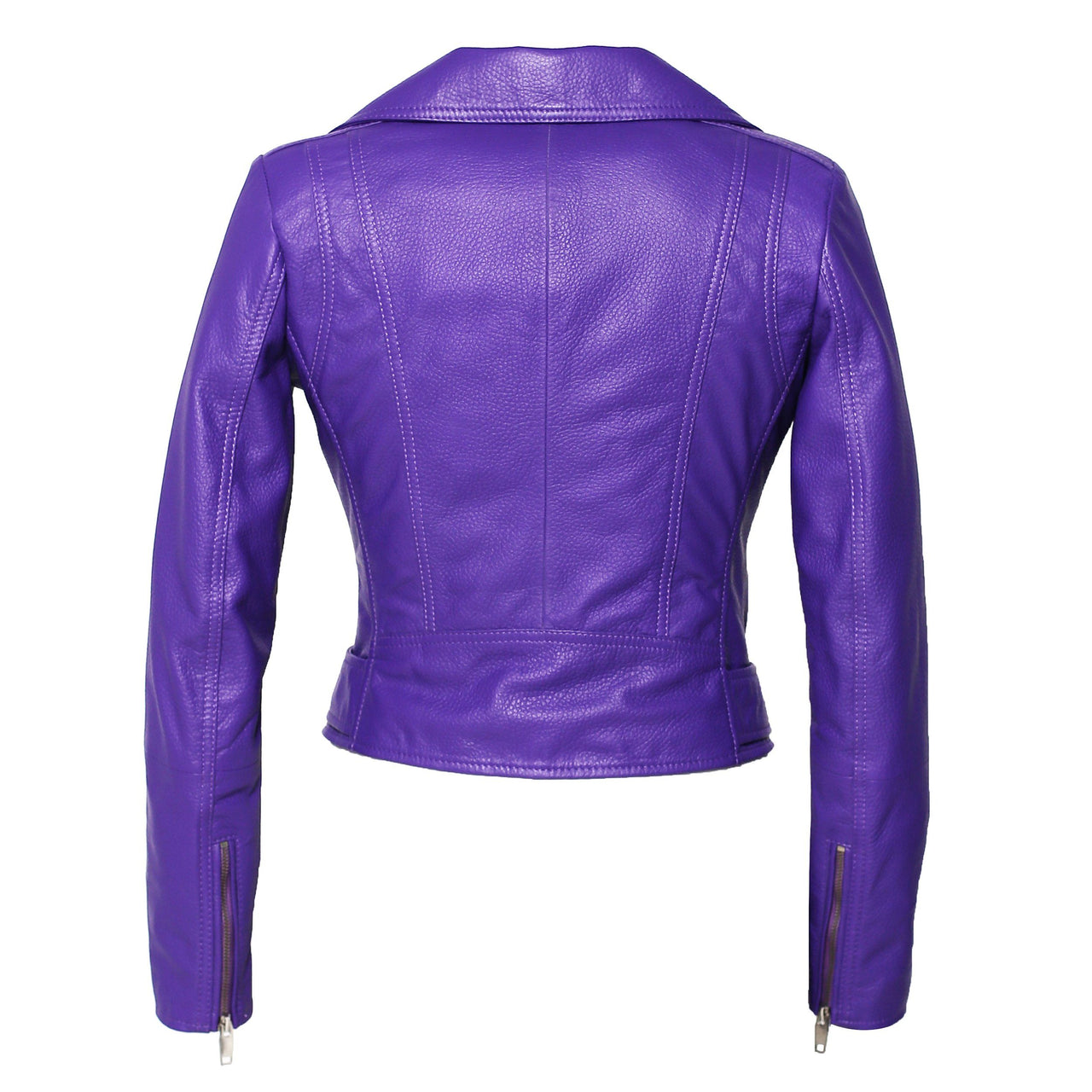 Womens Moto Nappa In Deerskin Emboss Print Purple Leather Jacket Fad