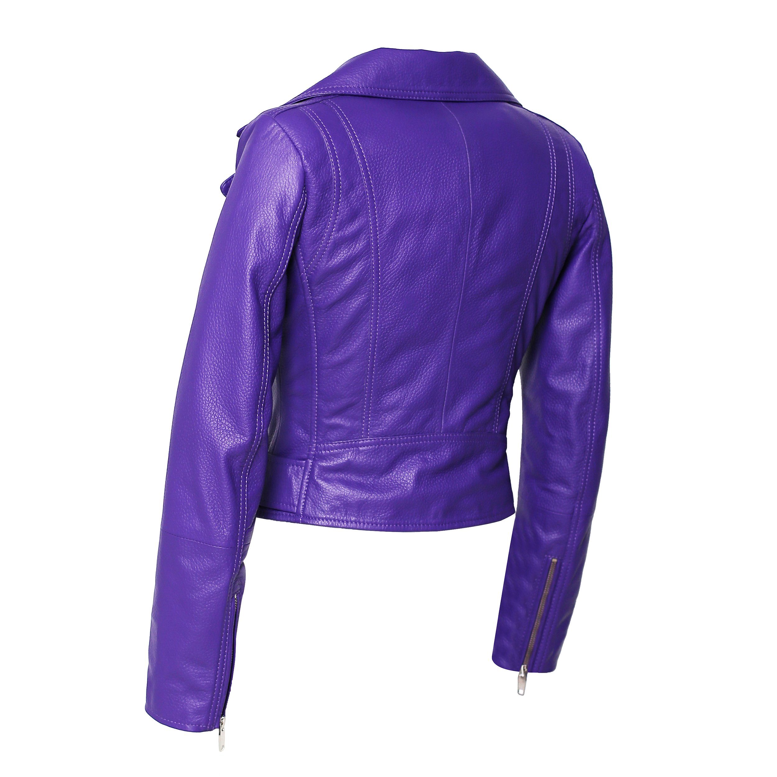 Rena Leather Puffer Jacket Purple-Size M only