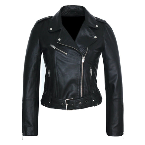 Womens Leather Jacket - Womens Moto Nappa Leather Jacket