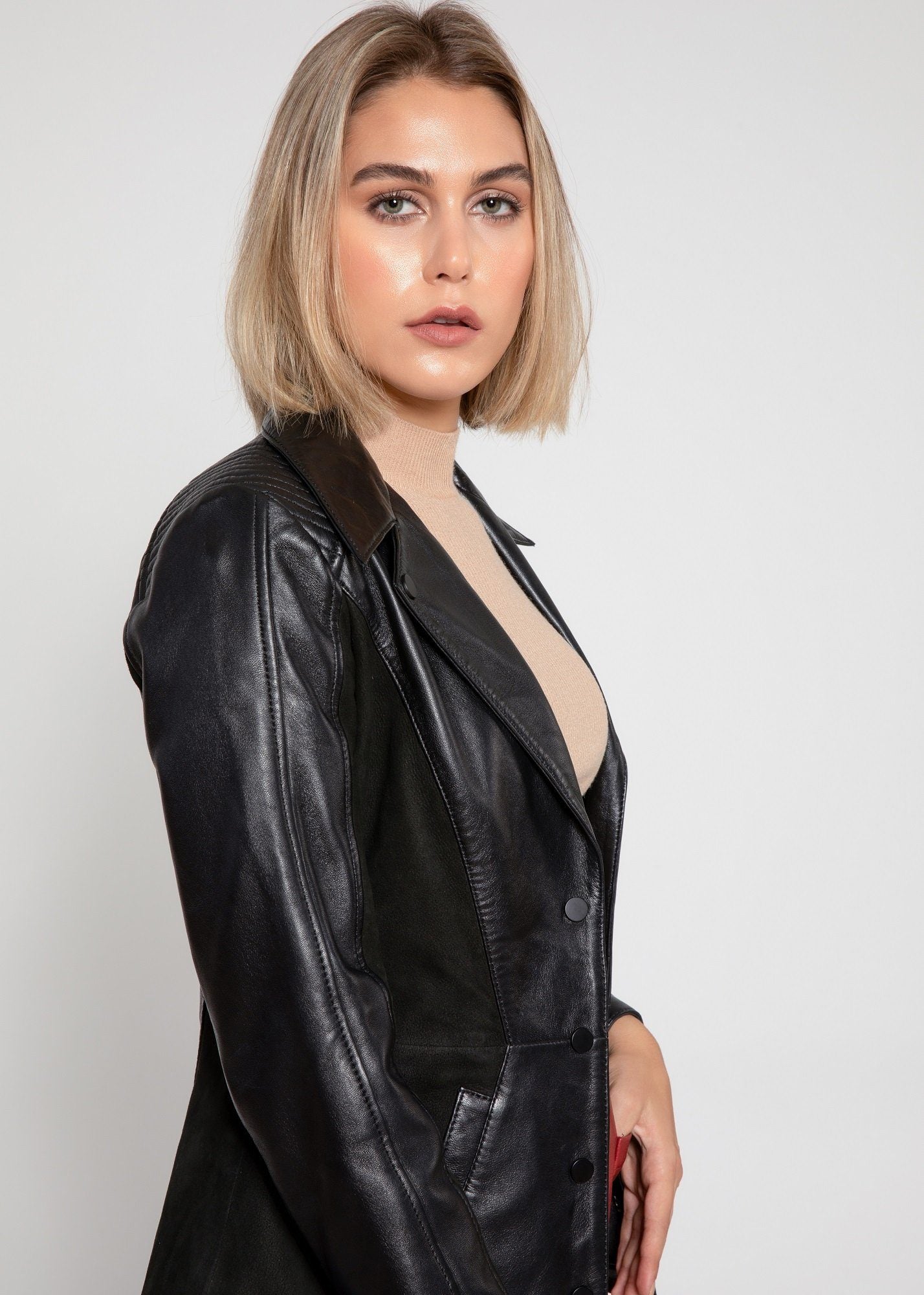 Womens Leather Jacket - Womens Myrcella Suede Leather Blazer - Clearance