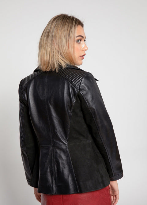 Womens Leather Jacket - Womens Myrcella Suede Leather Blazer - Clearance